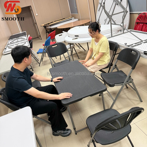 Table à manger pliable en plastique noir SMOOTH 1,2 m, rectangulaire, pieds en métal, design moderne, pour mariage, hôtel, usage domestique - Product Image 4