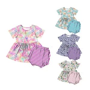 TZ-302-CXL Short Sleeve Basic Peplum Top & Bloomer Set - Ruffled Bummie Set - Soft Viscose from Bamboo