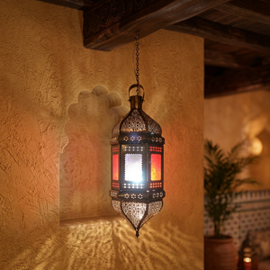 Lanterne suspendue marocaine en métal délicat et verre, style antique, lampe décorative pour Noël et la maison DL-078 - Product Image 3