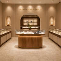 Maßgefertigte Schmuck-Vitrine LED-Beleuchtete Glasvitrine Freistehende Holz-Ausstellungsvitrine für Juweliergeschäfte Einzelhandel