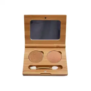 Emballage de fard à paupières en bambou, instrument rond de poudre avec miroir, palette d'ombres à paupières, 26mm