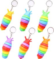 Mini jouets porte-clés Fidget Slug, jouet à main flexible articulé Caterpillar Sensory Stress Relief 3D
