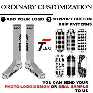 Light Pink High Quality Kids Youth Soccer <b>Sock</b> Non-Slip Knitted Football Cuff with Custom Print Summer Sweat Bottom Body - Product Image 6