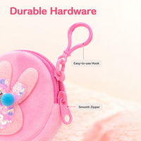 Adorable porte-monnaie en peluche lapin à sequins, mini portefeuille rond mignon avec porte-clés, pochette de rangement souple à fermeture éclair pour pièces de monnaie et écouteurs