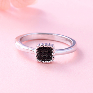 Nikkel Loodvrij Italiaans Ontwerp Verlovingsringen Mooie 925 Sterling Zilveren Zwarte Diamanten Ring - Product Image 2