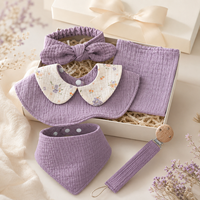 Ensemble de bandeaux imprimés super doux et absorbants pour nouveau-nés sans BPA, bavoirs en coton et lin pour bébés