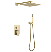 Robinetterie de douche murale moderne en acier inoxydable plaqué or à poignée unique avec LED et fonction pause, la plus vendue