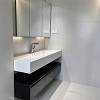 Meuble de salle de bain mural en PVC économique avec miroir intelligent anti-buée et armoire intégrée – Mobilier de salle de bain en gros