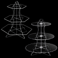 Vente en gros à 3 niveaux de présentoir en acrylique transparent pour cupcakes, gâteaux, desserts pour fêtes, anniversaires, baby showers