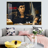 Tableau Tony Montana dans Scarface, Décoration Murale Culture Gangster pour la Maison, Idée Cadeau Garçon, Impression Film sur Toile et Poster