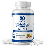Complément de Magnésium 90 Capsules L-Théanine Ashwagandha Soutien Stress et Sommeil Complément Herbal 2 Capsules par Portion Durée 24 Mois
