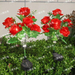 Solar Powered <b>Rose</b> Flower <b>Light</b> Outdoor Lawn Decor Artificial Flowers LED Realistic Valentine'S Day Garden Decoration - Product Image 1