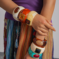 Bracelet carré en résine acrylique Lucite dégradé, style Europe-Amérique ; Minimaliste, vintage, géométrique, exclusif, haut de gamme