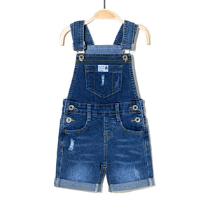 Salopettes en jean pour enfants, coton extensible, denim, salopettes en jean pour enfants, shorts à bretelles - Product Image 2