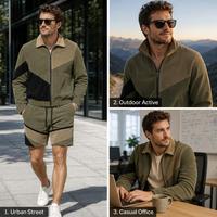 Ensemble de survêtement court coupe-vent en velours côtelé pour homme – Respirant, style rétro vintage, streetwear, logo personnalisé, OEM, ODM, tendance