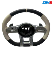 Accesorio Interior de Auto Nuevo, Volante de Cuero con Fibra de Carbono y Botón de Encendido, Compatible con el Volante del Audi R8