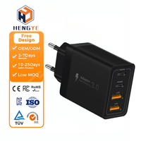 Chargeur mural rapide 4 ports PD QC3.0 64W total, double USB Type C, meilleur adaptateur d'alimentation pour téléphone 20W, prise US EU UK AU