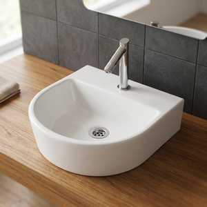 Lavabo encastré de luxe moderne en céramique de haute qualité pour lavabo de salle de bain d'hôtel design rectangulaire avec égouttoir - Product Image 3