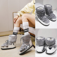 Bottes d'hiver pour femmes, nouveau style, mi-mollet, à motifs, rembourrées, chaudes et résistantes à la neige, pour le commerce transfrontalier