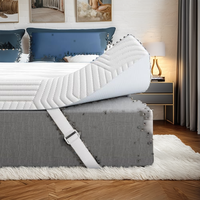 Surmatelas en fibre de bambou et polyester de 4 pouces, taille Queen, soulageant la pression et les douleurs dorsales, antidérapant, amovible et lavable