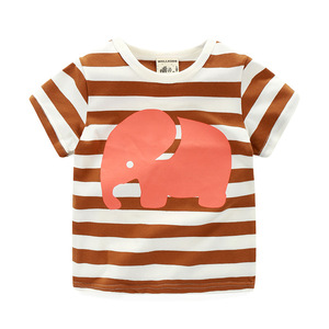 Nouveaux produits à la recherche de distributeurs : T-shirt d'été pour garçons, imprimé rayé, style coréen - Product Image 2