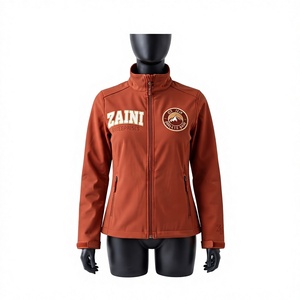 เสื้อแจ็คเก็ตซอฟต์เชลล์สำหรับผู้หญิง ผ้าโพลีเอสเตอร์ 94% สแปนเด็กซ์ 6% 320 GSM สีน้ำตาลสนิม แผงไหล่พิมพ์ลายสกรีนตามสั่ง โลโก้แบบรีดร้อน - Product Image 1