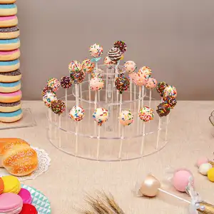 निर्माता अनुकूलित ओएम/ओडम केक पॉप प्रदर्शन स्टैंड केक पॉप धारक शादी के लिए 3 टीड लॉलीपॉप धारक
