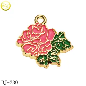 Bracelet enamel logo flower charms zinc alloy made embossed jewelry hang tags beads decoration shoes