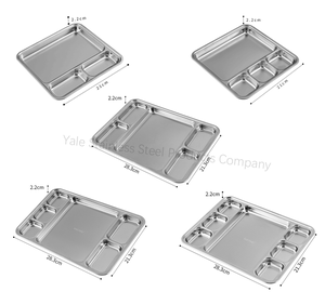 Assiettes en acier inoxydable coréen 304 en gros, 3 à 7 <span class=keywords><strong>compartiments</strong></span>, <span class=keywords><strong>plateau</strong></span> à collation, vaisselle, assiettes en acier inoxydable pour enfants - Product Image 4