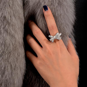 Anillo de Boda de Plata de Ley 925 de Alta Calidad para Mujer, con Circonita Cúbica, Forma de Lazo, Chapado en Rodio, Joyería para Fiestas y Regalos - Product Image 6