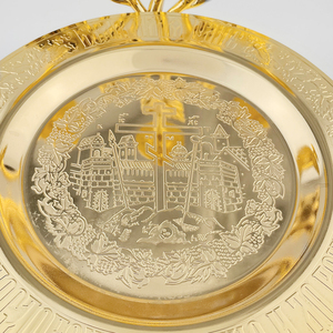 Penjualan pabrik perlengkapan Gereja Piringan Emas lapisan kualitas tinggi Set piring Vigil malam Gereja Set jam malam - Product Image 4