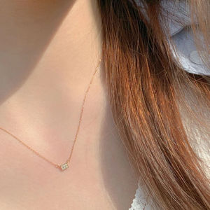 Geometric Square Necklace For Women Gold Chain Clavicle Pendant Gift Jewelry Bezel Setting XL 073 - Product Image 3