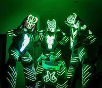 Costume de robot LED coloré RGB, tenue de performance pour bar, DJ, costume de danse lumineux programmable, masque en matériau PU