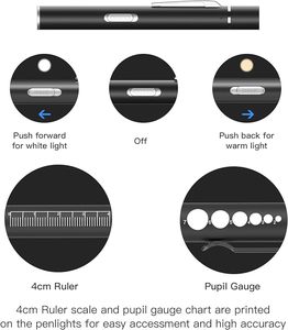 Có thể sạc lại bút ánh sáng y tế <span class=keywords><strong>Torch</strong></span> Bút đèn pin với clip <span class=keywords><strong>Mini</strong></span> trắng vàng LED Penlight bác sĩ y tá bút y tế <span class=keywords><strong>Torch</strong></span> - Product Image 2