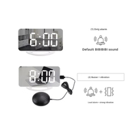 Réveil numérique LED moderne avec écran miroir, alarme vibrante et fonction de secousse de lit, conçu pour les malentendants