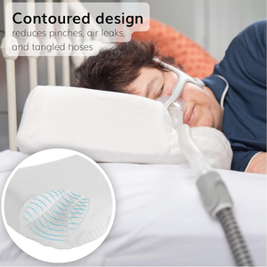Almohada CPAP para Dormir de Lado, de Fibra de Bambú Suave, Espuma Viscoelástica, Ortopédica, con Contorno, Antironquidos, Prevención Nasal - Product Image 3