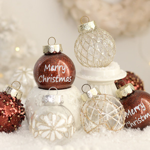 Grand ensemble <span class=keywords><strong>d</strong></span>'ornements de boules suspendues de vacances incassables <span class=keywords><strong>d</strong></span>écorations <span class=keywords><strong>d</strong></span>'arbre de Noël peintes impression UV perlée brodée de paillettes - Product Image 3