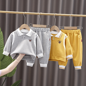 2025 bébé garçon nouveau à la mode vêtements pour bébés élégant à manches longues automne <span class=keywords><strong>sweat</strong></span> ensemble décontracté bouton printemps à la mode dessin animé - Product Image 4