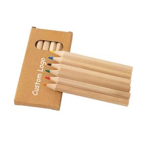 Juego de Lápices de Colores de Madera Natural con Logotipo Personalizado en Caja de Kraft, Mini Lápices para Colorear para Material Escolar y de Oficina, Lápices de Dibujo para Niños - Product Image 1