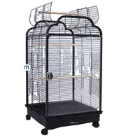 Cage à oiseaux en métal avec roulettes, vitrine en verre trempé pour perroquets