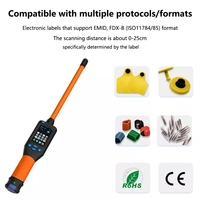 Lecteur d'identification animale 134,2 kHz pour bovins, ovins et bétail – Scanner RFID pour étiquettes auriculaires, micro-puces et anneaux de patte – Lecteur RFID portable