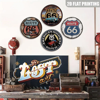 Juego de Letreros Metálicos Redondos Vintage Retro de Carretera, Decoración de Pared con Autos Clásicos para Cuarto de Hombre o Garaje