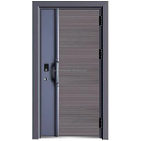 Porte d'entrée extérieure en acier et bois composite Zonle, porte de sécurité principale pour les maisons