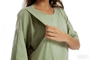 فستان أمهات تمريض كاجوال بلون سادة للصيف قماش محبوك للرضاعة الطبيعية والنساء الحوامل - Product Image 4