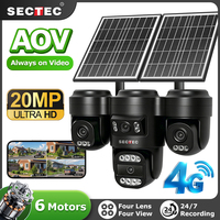 Caméra PTZ intelligente 4G WiFi IP66 à énergie solaire avec IA, 20MP, 4 objectifs, 6 moteurs, réglage à distance, surveillance 24/7 via l'application HiEasy