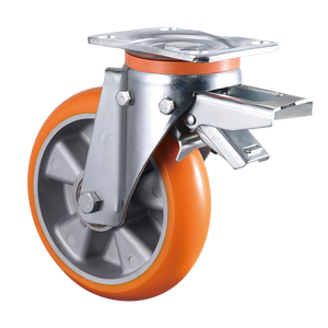 VIMA <span class=keywords><strong>Industrial</strong></span> Großhandels preis 4 Zoll Orange PU und Aluminium Fixed European Heavy Duty <span class=keywords><strong>Caster</strong></span> ohne Bremse für Trolley - Product Image 5