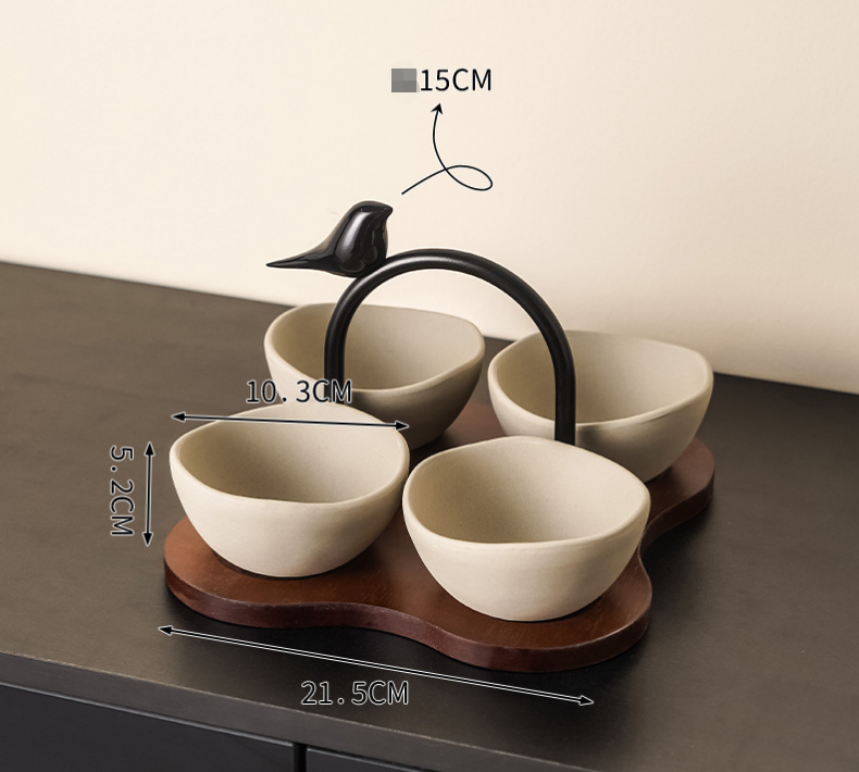 beige-Compartiment bol à œufs assiette à fruits-quatre carrés quatre rangées