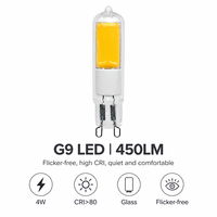 Ampoule LED G9 4W 220-240V 450LM Verre COB 2700K/3000K/6000K Sans scintillement Remplacement halogène Lustre en cristal CE LVD RoHS Hôtel