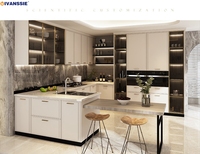 Meuble de cuisine en bois mélaminé de style moderne, vente chaude, amélioration de l'habitat, unités murales, modèle du fabricant