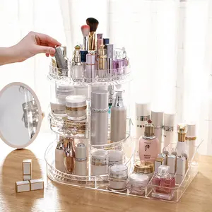 360 Mute Rotating Makeup Organizer verstellbares Make-up-Lager regal Mehrere unabhängige kleine Gitter Aufbewahrung sbox